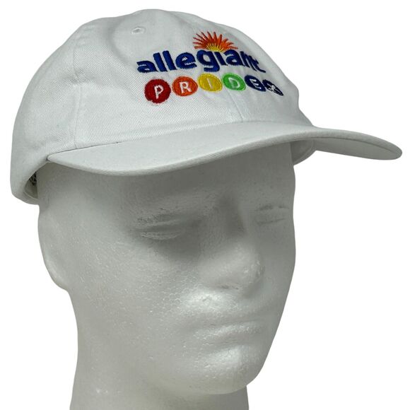 Allegiant Air Gay Pride Hat Baseball Cap LGBTQ Airlines Aviation Strapback White - Picture 10 of 10